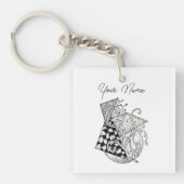 Florale Dreiecke, Tangle Zeichnung - Schlüsselanhänger (Vorderseite)