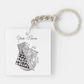 Florale Dreiecke, Tangle Zeichnung - Schlüsselanhänger (Rückseite)