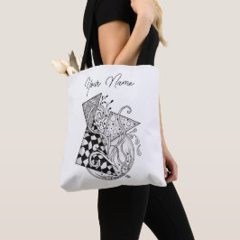 Florale Dreiecke, Tangle Zeichnung - Tasche
