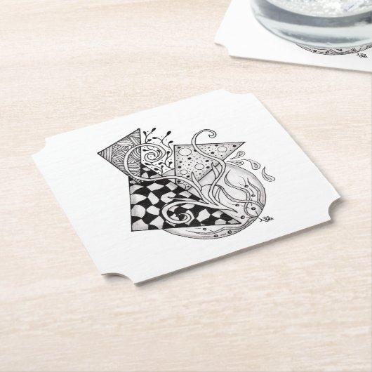 Florale Dreiecke, Tangle Zeichnung - Untersetzer (angewinkelt)