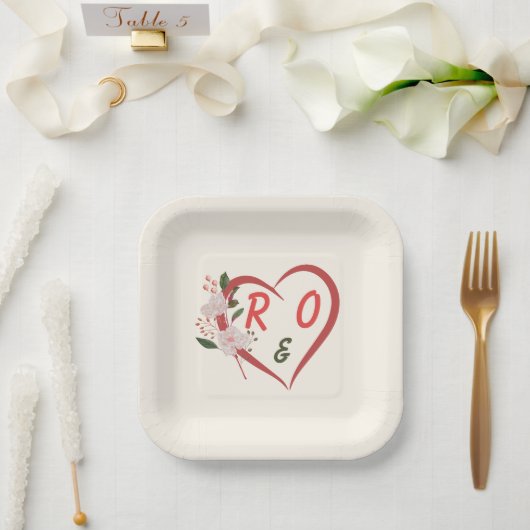 Florale, editierbare Hochzeitspapierteller Pappteller (Hochzeit)