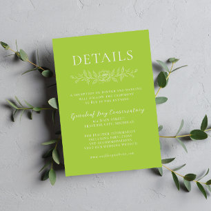 Florale Einfachheit 1 Chartreuse Minimale Hochzeit Begleitkarte