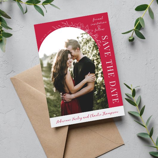 Florale Einfachheit 1 Himbeer Save The Date