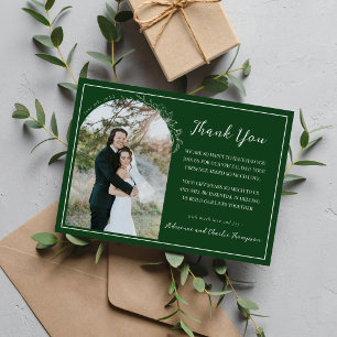 Florale Einfachheit 1 Immergrüne Hochzeit Dankeskarte