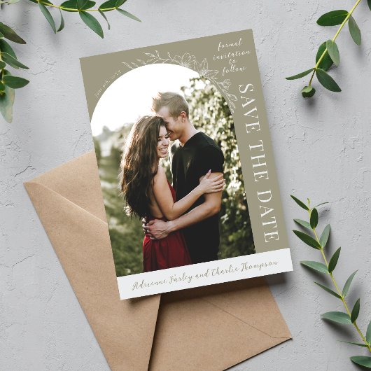Florale Einfachheit 1 Moosgrün Save The Date