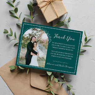 Florale Einfachheit 1 Pfau Teal Hochzeit Dankeskarte