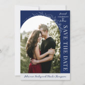 Florale Einfachheit 1 Tinte Blau Save The Date (Vorderseite)