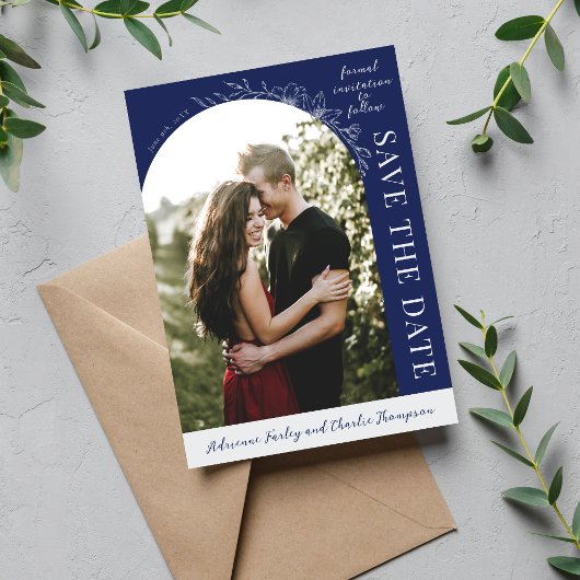 Florale Einfachheit 1 Tinte Blau Save The Date