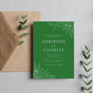 Florale Einfachheit 1 Wiesen-Grün-Minimal-Hochzeit Einladung