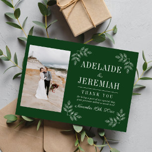 Florale Einfachheit 2 Immergrüne Hochzeit Dankeskarte
