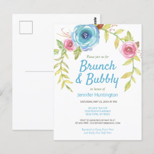 Florale Einladung zur Brach brunch & Bubbly Hochze Postkarte