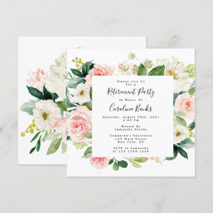 Florale Einladungen zur Ruhestandsparty, quadratis
