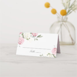 Florale elegante rosa Blush-Hortensien-Platzkarte Platzkarte