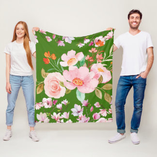 Florale Eleganz Fleecedecke