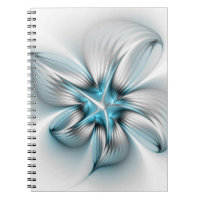 Florale Eleganz Moderne Abstrakte Blaue Fraktal-Ku