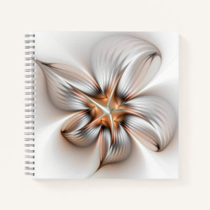 Florale Eleganz Moderne Abstrakte Fraktal Kunst Notizblock