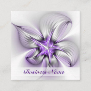 Florale Eleganz Moderne Abstrakte Violette Fraktal Quadratische Visitenkarte