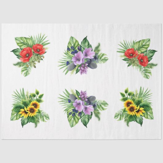 Florale Elemente für Decoupage-Handwerk Seidenpapier (Vorderseite)