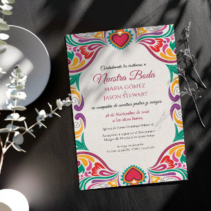 Florale farbenfrohe Fiesta Boda spanische Hochzeit Einladung