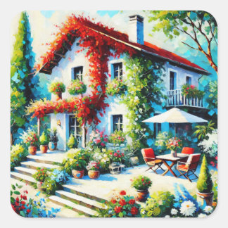 Florale-Flucht Quadratischer Aufkleber