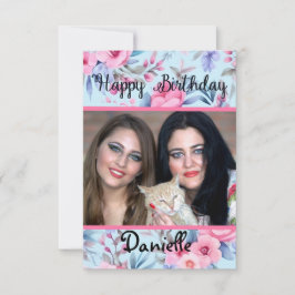 florale Fotokarte Glückwunsch Geburtstagskarte für Dankeskarte