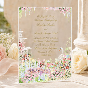 florale französische romantische Gartenschloss-Sch Acryleinladungen