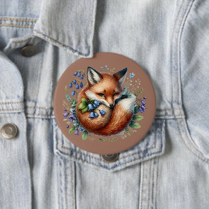 Florale Fuchs-Botanik-Waldkunst Button
