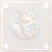 Florale Fuchs-Botanik-Waldkunst Glasuntersetzer (Rückseite)