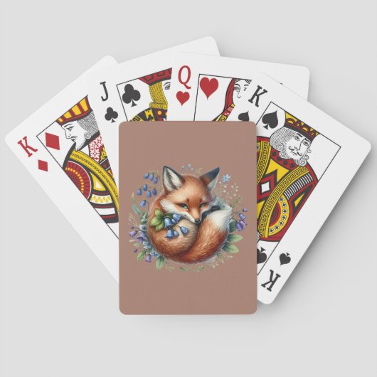 Florale Fuchs-Botanik-Waldkunst Spielkarten (Rückseite)