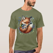 Florale Fuchs-Botanik-Waldkunst T-Shirt (Vorderseite)
