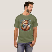 Florale Fuchs-Botanik-Waldkunst T-Shirt (Vorne ganz)