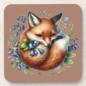 Florale Fuchs Botanische Waldkunst Getränkeuntersetzer (Vorderseite)