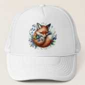 Florale Fuchs Botanische Waldkunst Truckerkappe (Vorderseite)