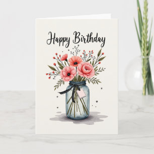 Florale Geburtstag-Skizzkarte Karte