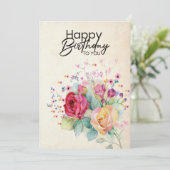 Florale Geburtstagskarte für sie Einladung (Stehend Vorderseite)