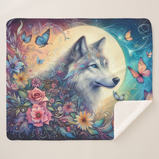 Florale Geist: Der Wolf in Blüte Sherpadecke (Vorderseite (Horizontal))