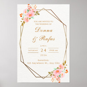 Florale geometrische Hochzeitseinladung Poster