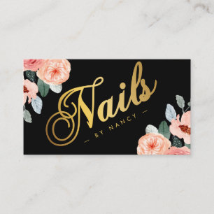 florale, girly Maniküre Nageldesignerin Visitenkarte