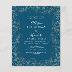 Florale goldene Folien-Hochzeitseinladung Flyer