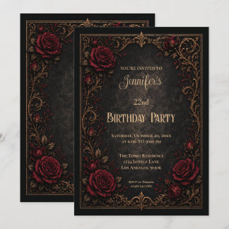 Florale Gothic Geburtstagseinladung Einladung