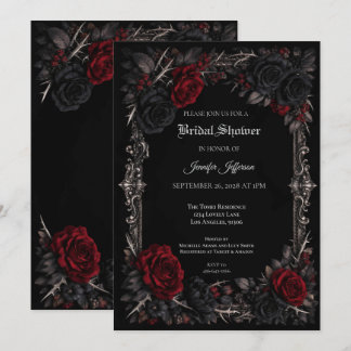 Florale Gothic Halloween-Hochzeitsdusche-Einladung Einladung