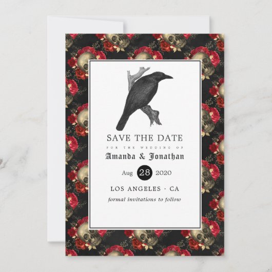 Florale gotische Hochzeit Save The Date (Vorderseite)