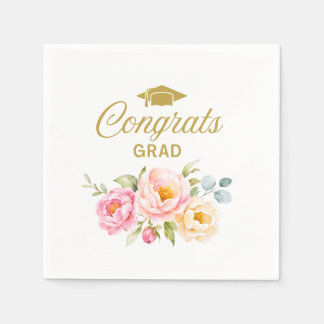 Florale Gratulations-Graduation-Servietten Rosa Pf Serviette