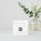 Florale Grüne Hochzeit Scan Code RSVP Begleitkarte (Stehend Vorderseite)