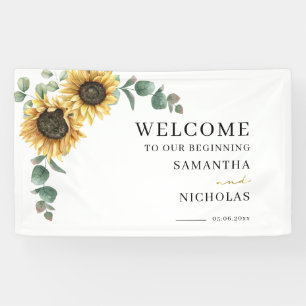 Florale Grünpflanzen Sonnenblume Botanische Hochze Banner