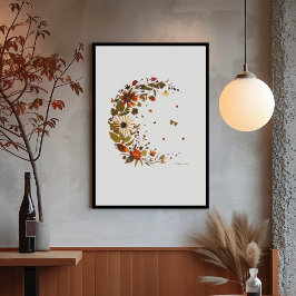Florale Halbmond-Kunst aus gepressten Blumen Poster