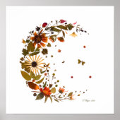 Florale Halbmond-Kunst aus gepressten Blumen Poster (Vorne)