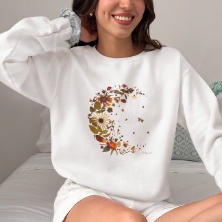 Florale Halbmond-Pressed-Flower-Kunst  Sweatshirt