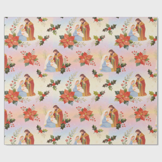 Florale Heilige Familie Weihnachten TMF26 Geschenkpapier