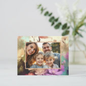 Florale Hinzufügen Ihres Fotos Postkarte (Stehend Vorderseite)